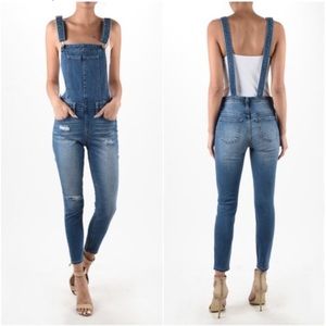 KanCan Overalls Distressed Denim High Rise Size Medium